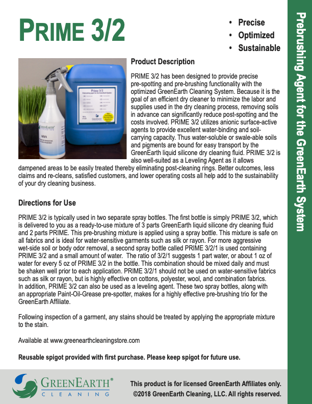 GreenEarth Prime 3/2 2.65gal/10l With Spray Bottles